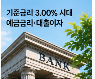 기준금리 3퍼센트와 예금 대출 변화를 설명하는 금융 그래프 이미지